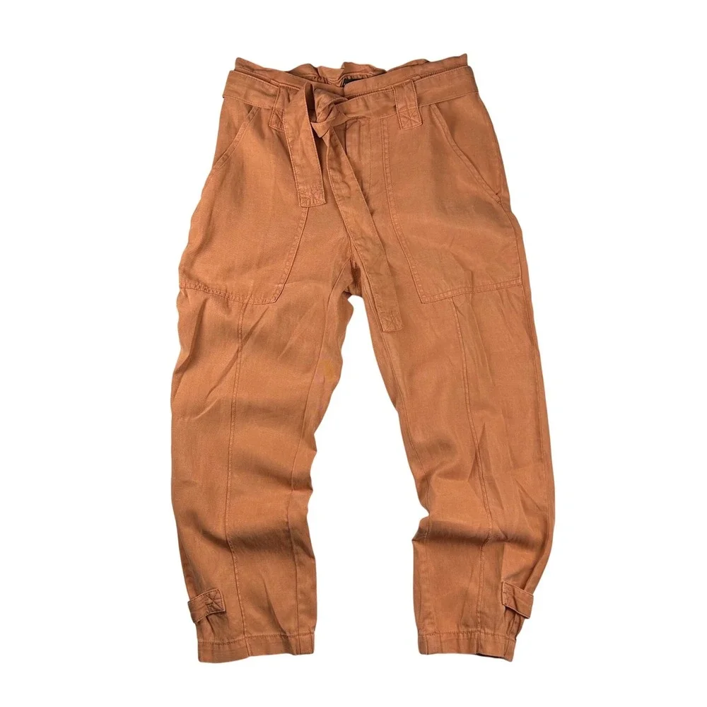 Banana Republic Tie Waist Slim Pants Pink Sand Dune Lyocell Linen 2S